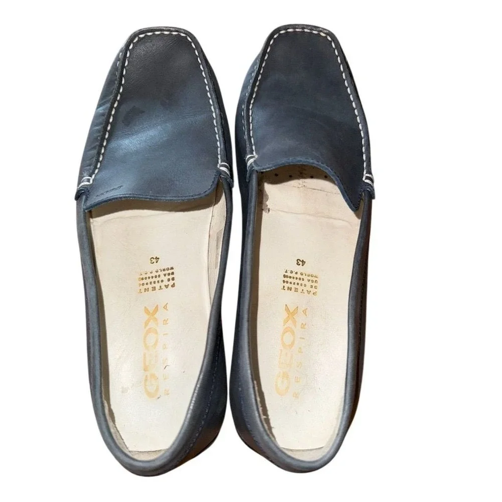 GEOX Men's‎ Navy Blue Leather Moccasins Loafers Size 10 Casual Shoes EU 43